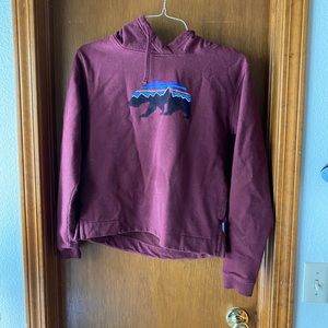 Burgundy Bear Hoodie by Patagonia *STAINED*